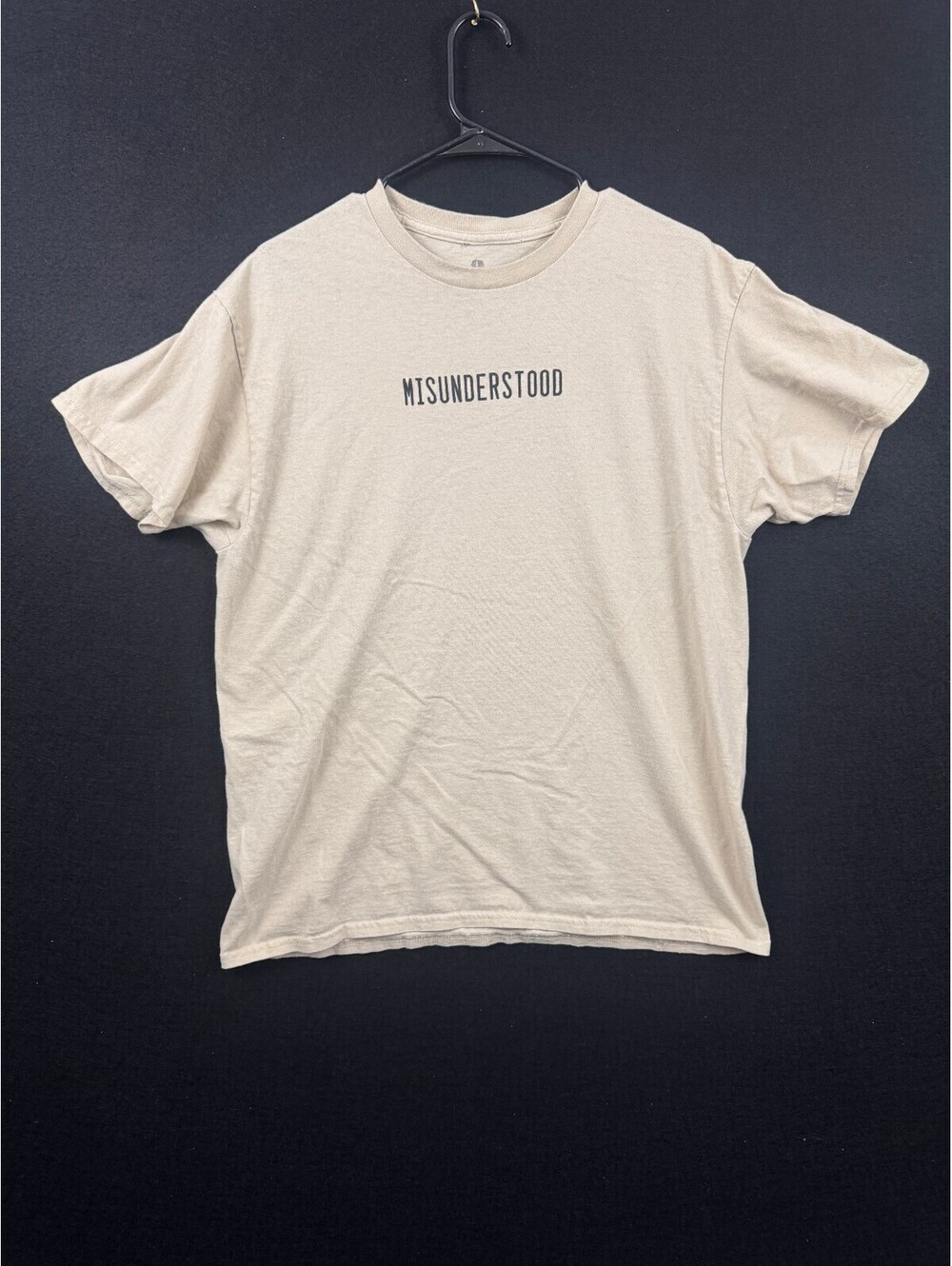 Goodie Two Sleeves Beige 'MISUNDERSTOOD' Graphic T-Shirt Large